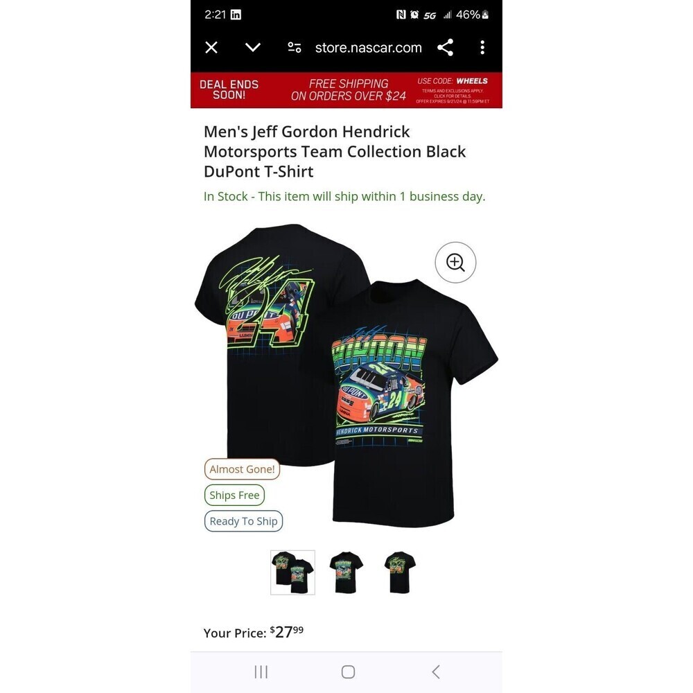 Jeff Gordon Retro / Vintage Style T-shirt Navy Blue SIZE: L - EUC